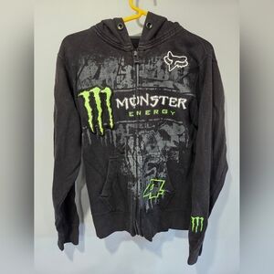 Monster Energy Fox Racing Collab Ricky Carmichael Full Zip Hoodie Mens Small Y2K